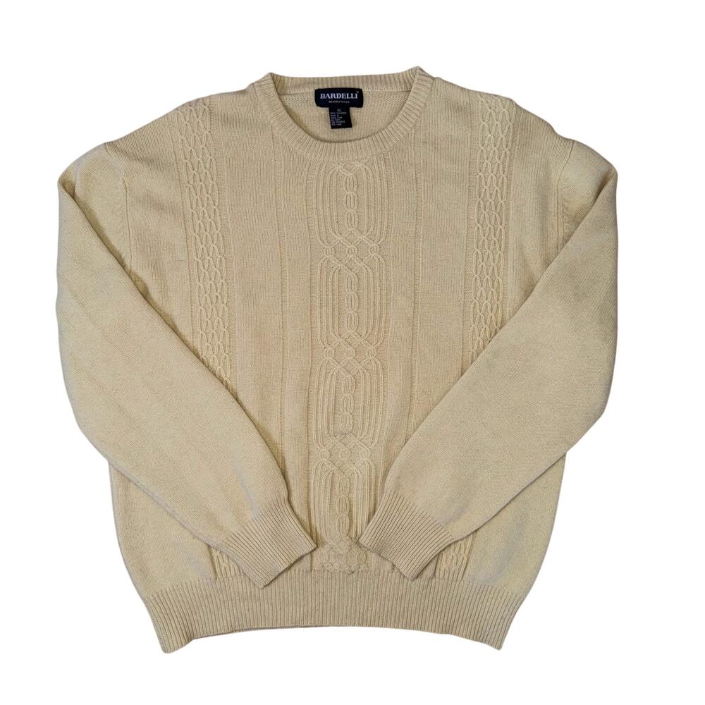 Bardelli Beverly Hills 100% Cashmere Cable Knit Crewneck Sweater - Yellow - XL